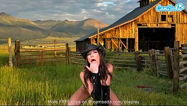 Camsoda - Sexy Brunette Cosplay As Cowgirl Masturbates On The Farm