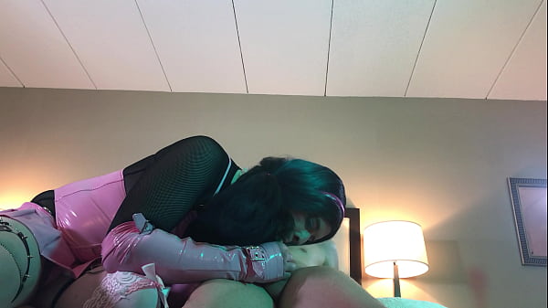 Transgender in Chastity Sucks Huge Cock