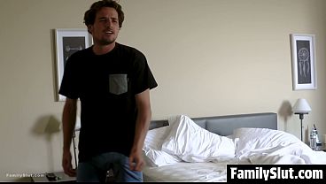 Horny Stepson Fucks His Russian Stepmom Hard and Gives Her a Mouthful of Cum Just in Time for Dad