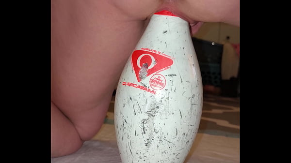 Bowling pin fucked to squirt