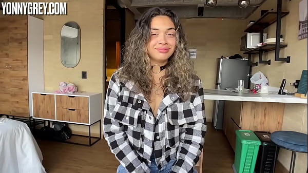 First Porn Casting for Curly Latina MILF - POV Blowjob Rimming and Cum in Mouth