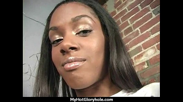 Ebony teen shows off her blowjob skills at glor...