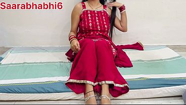 Indian wife video call with husband seducing but wife cheats on a husband while having sex with devar in hindi