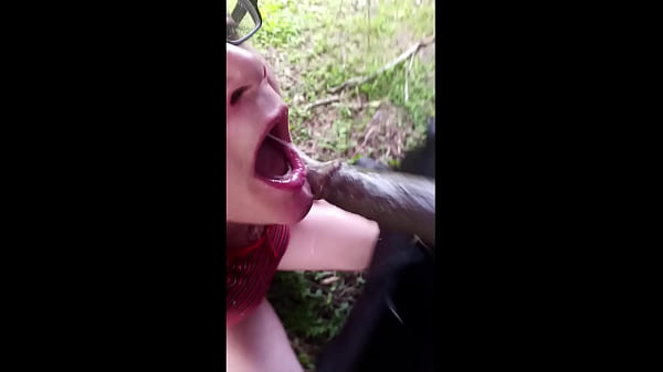 Nasty White Slut Sucking Big Black Cock Outside BBC