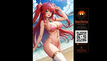 Anime Beach Girls –  Bikini Showcase | NSFW Anime Art AI Hentai Ecchi Big Boobs- Canvas Art prints Available at DarkIsTheSunPublishing