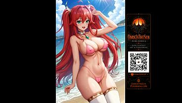 Anime Beach Girls –  Bikini Showcase | NSFW Anime Art AI Hentai Ecchi Big Boobs- Canvas Art prints Available at DarkIsTheSunPublishing