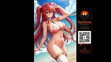 Anime Beach Girls –  Bikini Showcase | NSFW Anime Art AI Hentai Ecchi Big Boobs- Canvas Art prints Available at DarkIsTheSunPublishing