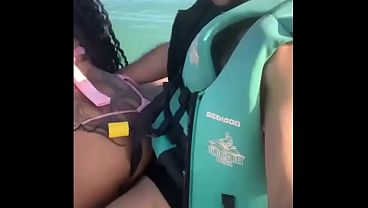 POV: Naughty young woman, left her husband on the beach and had sex with the instructor on the jet ski with everyone watching.