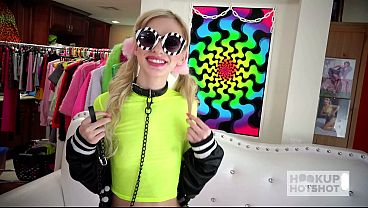 Amateur couple fucking before a camera as the small titty blonde rides him