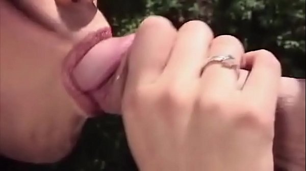 Outdoor at the pool - she get on her knees and give a BJ-anal and facial
