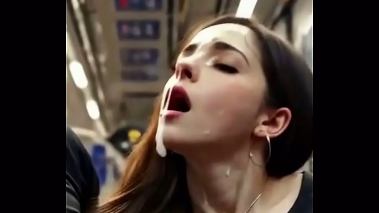 Couple on subway public deepthroat huge cumshot