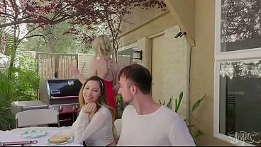 TRANS ANGELS - Kayleigh Coxx Serves Up A Busty Blonde Seduction With Risky Backyard Heat