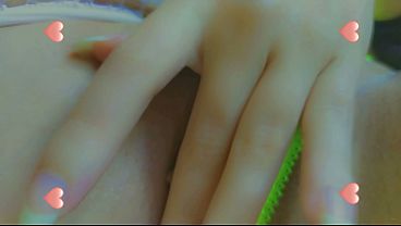 Just a horny babe showing up her pink tight pussy some kind of close up recording and then riding her dildo and fingering her sweet pussy until cream