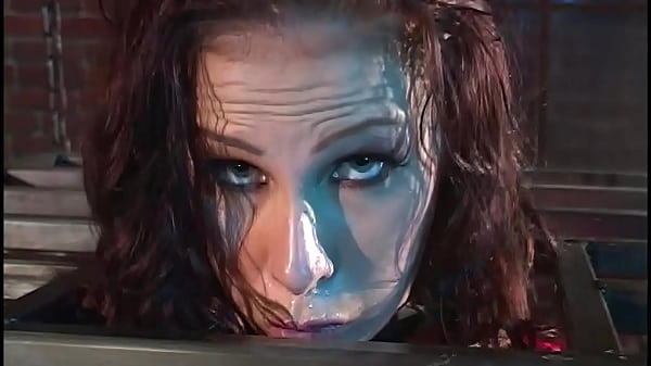 Super busty bitch freed from the cage just to get her cunt and boobs banged