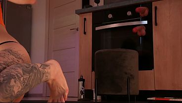 Sexy thong on her ass, take them off and cum right in her ass