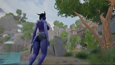 A draenei girl was fucked in the ass by different strangers' cocks