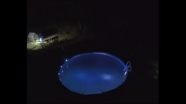 night time pool fun alone