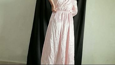 Indonesian Girl with a Big Butt Trying on a New Satin Dress, Latest Viral Indonesian Porn