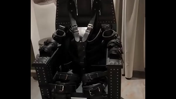 Before and after  super heavy Bondage Chair, Rubber Catsuit, Studio Gum Mask and Blow-Up-Collar!