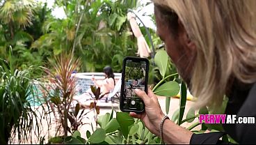 Stepdad Catches Teen Stepdaughter Taking Lewd Photos and Fucks Her