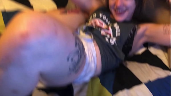 Tattoo slut sucks dick upside down then gets punished fucked