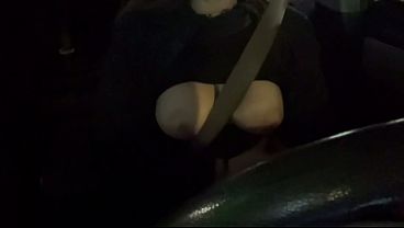 Italian Big Tits Milf Artemisia Love Flashing her Big Horny Boobs While driving Horny AF