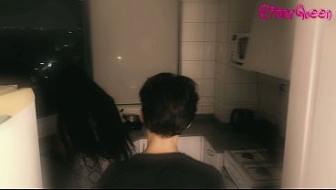 When the stepmother gives in to temptation and fucks her stepson in the kitchen