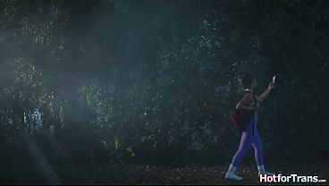 Ebony stumbles on 2 big cock futa pixies