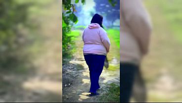 Winter Morning A Egypt School Girl with Uniform Try to find Cucumber For Big Ass in farmers field