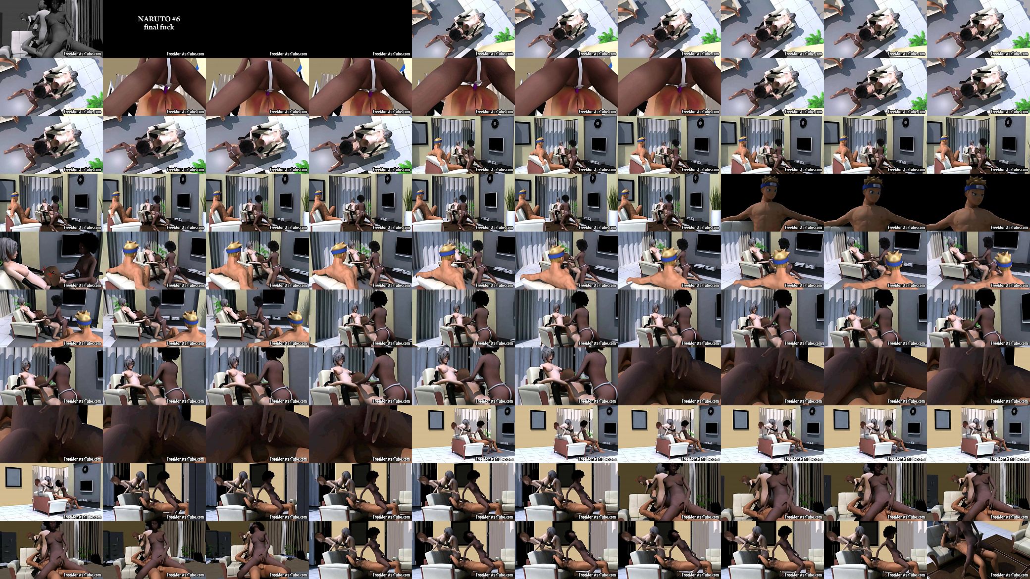 Three hot 3D babes have group sex in front of Naruto 预览图