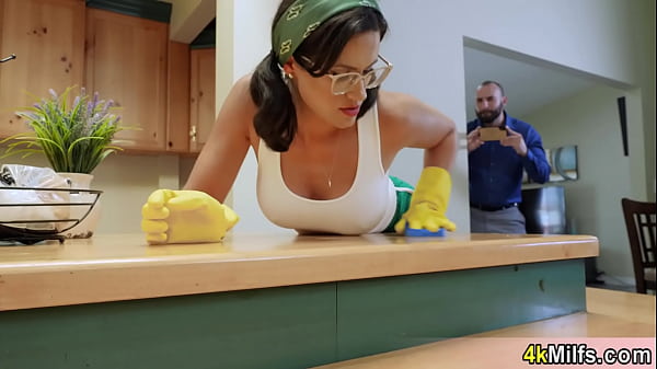 Busty MILF Maid Gets Her Landlord's Dirty Big Dick Waxed Off