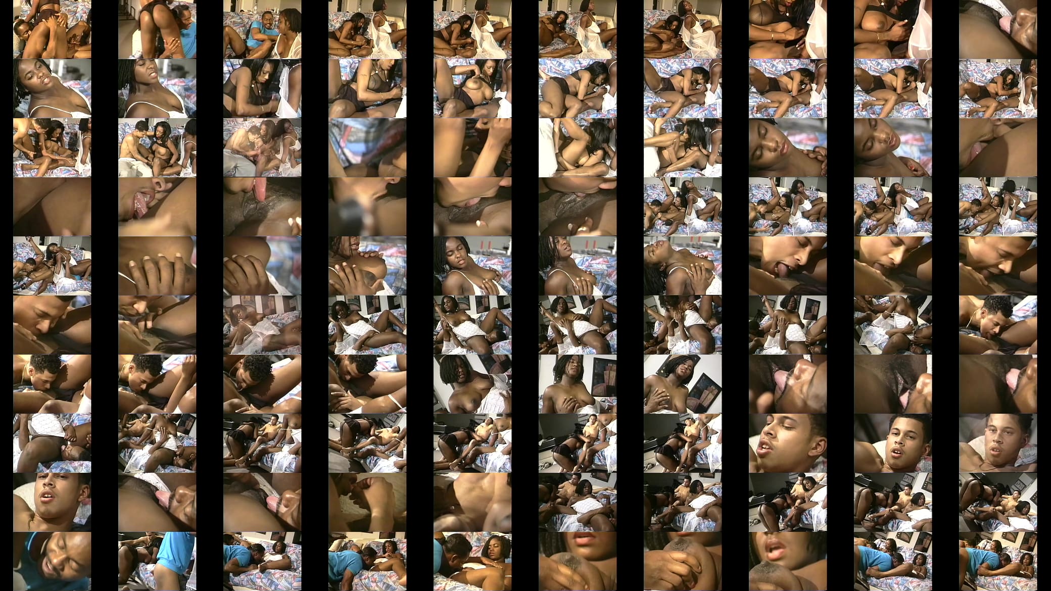 Two black whores and two black studs have oral foursome indoors 预览图