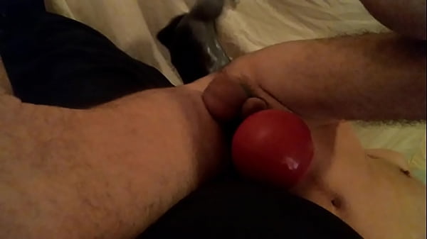 Bottom slut opens his hole with XXL dildo