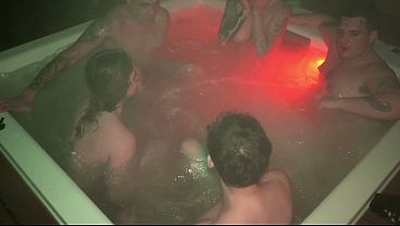 Hot Jacuzzi Party: 3 Men and 2 Women with No Rules