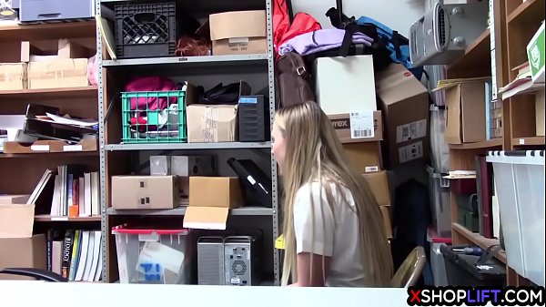 Blonde teen caught stealing and fucked by a security guy