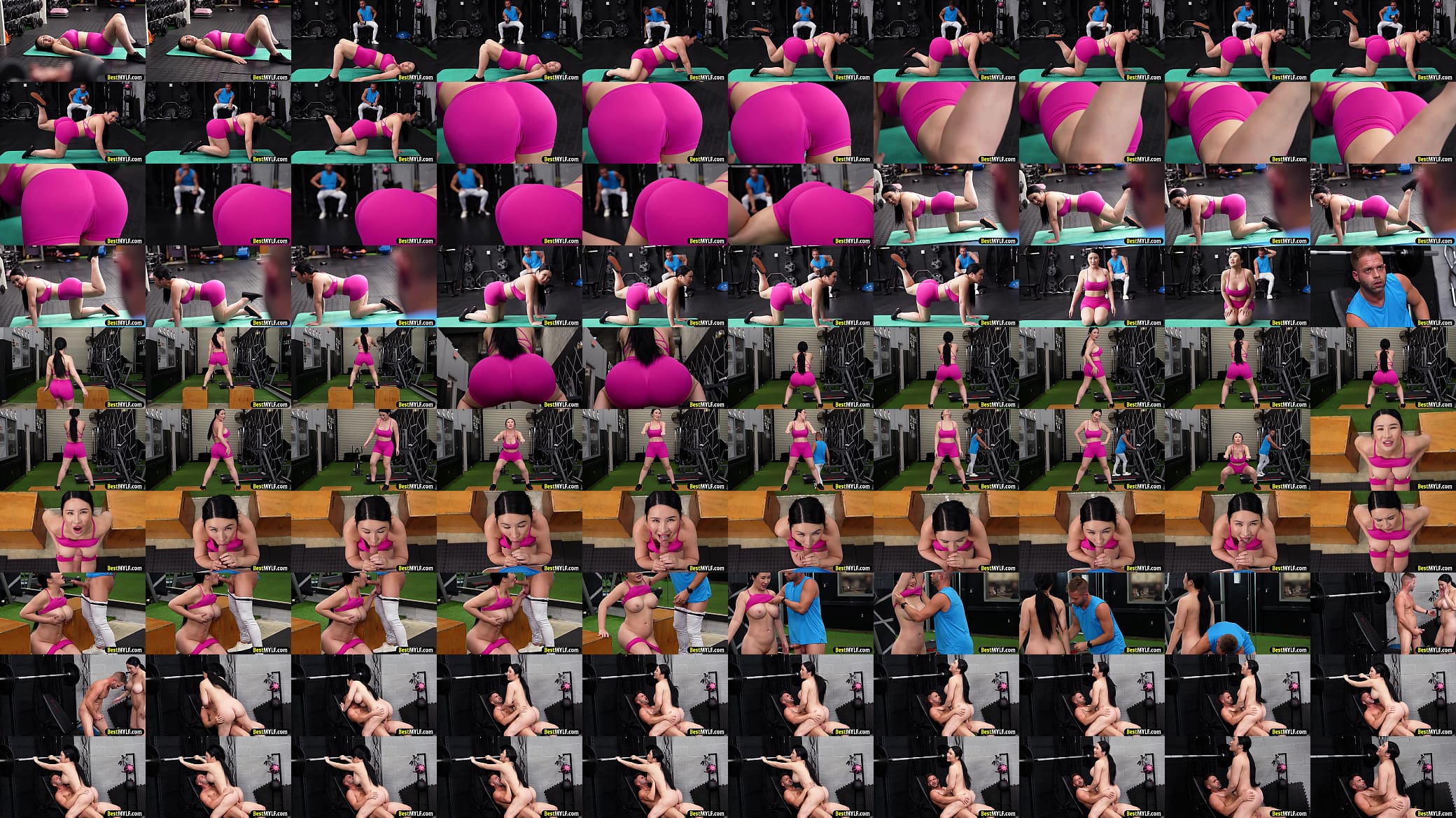 The exciting Asian MILF shakes her round ass and her delicious big tits while she workout, which causes her partner to stick his big cock in her sweaty and wet pussy. 预览图
