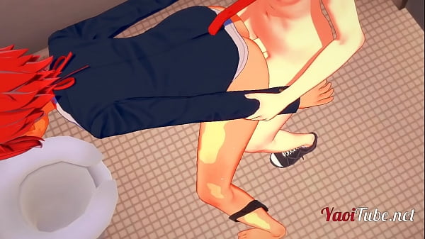 2 NekoBoys having sex in School's Toilet , hand...