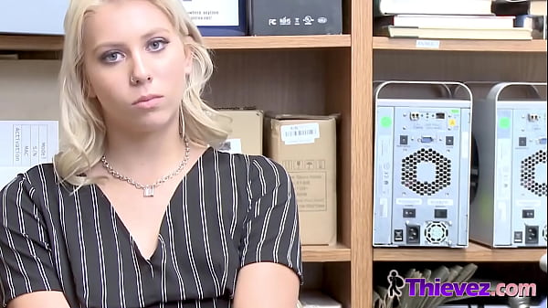 Tattooed BLONDE thief smashed to STRETCH HER PUSSY