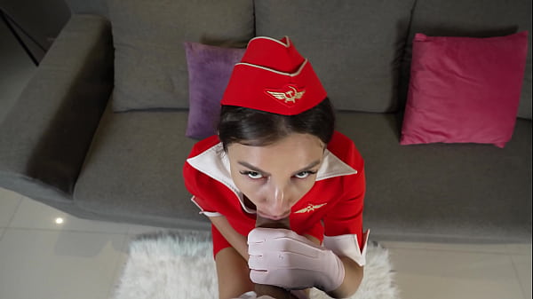 Russian Airlines stewardess got a huge pussy creampie from the pilot