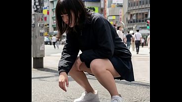 [AI Generated] Shibuya Scramble Crossing Girls Public Pissing in Street 40s