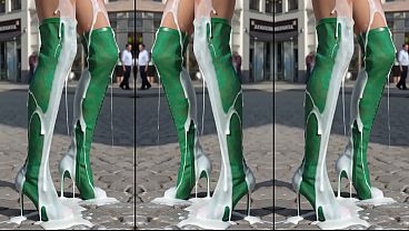 High-Heels-Boots on the concrete of cum