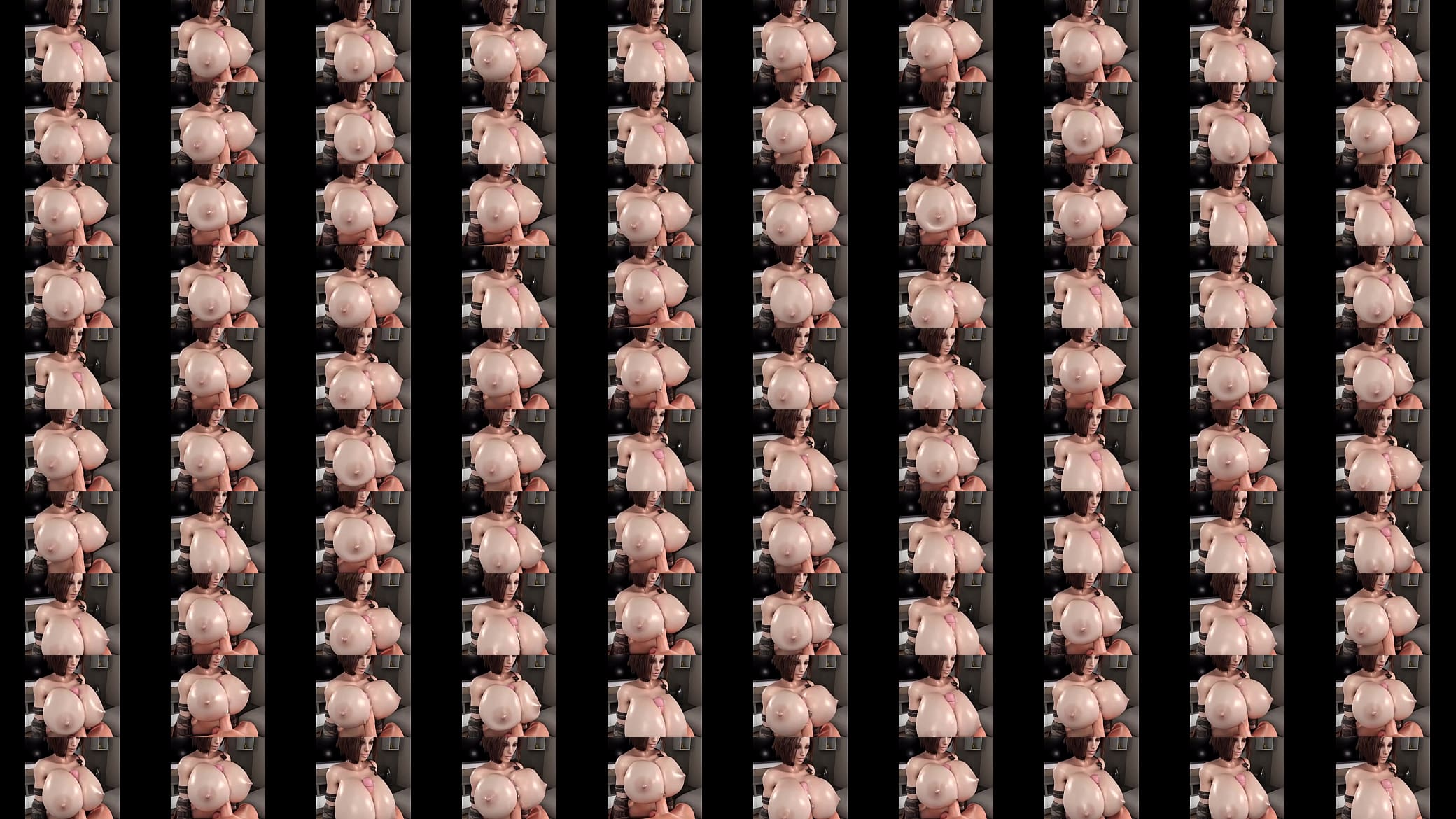 3D HQ Brunette Big tits Firm tits Hard erect nipples Cowgirl riding POV Titjob w/ Sound added 预览图