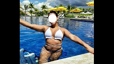 Curvy Brazilian Beauty Relaxing Poolside In A Stunning Bikini | Masked Nomads 2 min