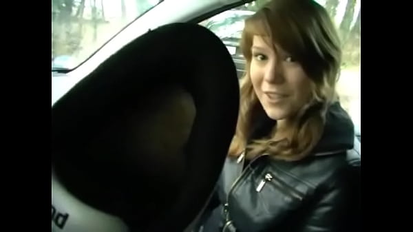 German blonde feet in car