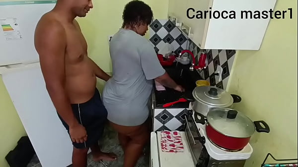 Husband arrives for lunch and fucks wife while she cooks
