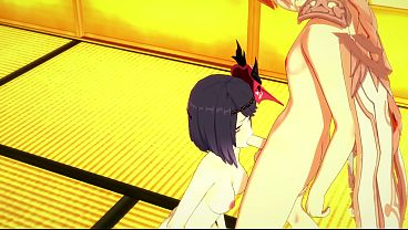 Genshin Impact Hentai - Sara blowbjob and is fucked by Aether - Japanese asian manga anime game porn