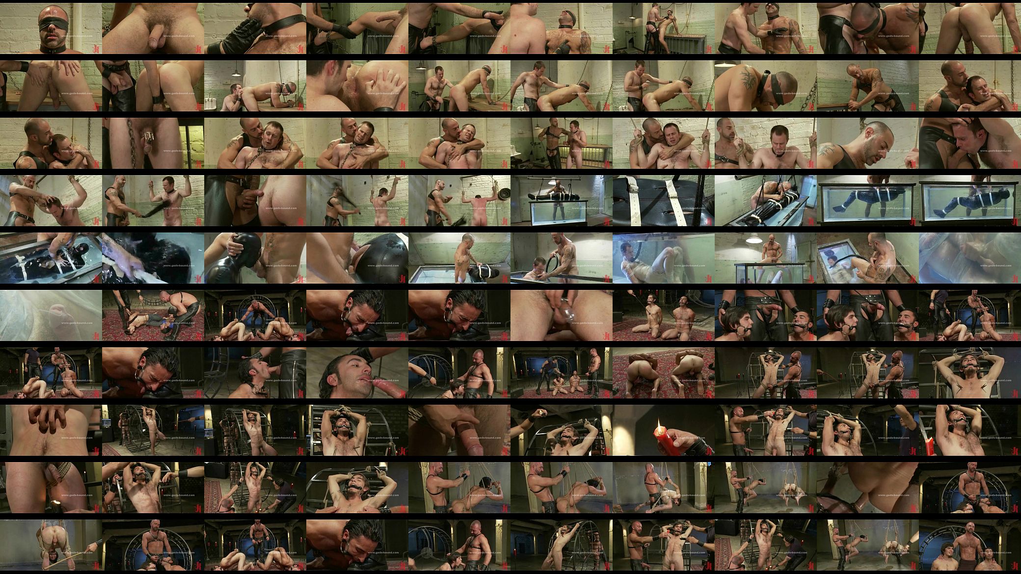 Tied in chains and with eyes covered strong hunk sucks cocks and gets spanked 预览图