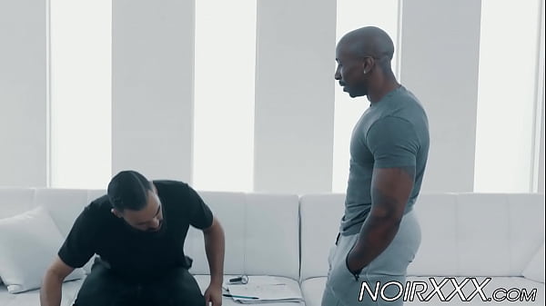 Muscular black gay ass destroys hunky bearded w...