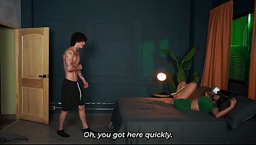 Download Video - Sexy brunette stepsister ends up getting fucked by her muscular stepbrother while thinking it's VR