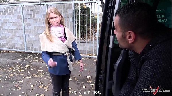 Takevan Stranger offer a ride to cute lost blonde and fuck her in driving van
